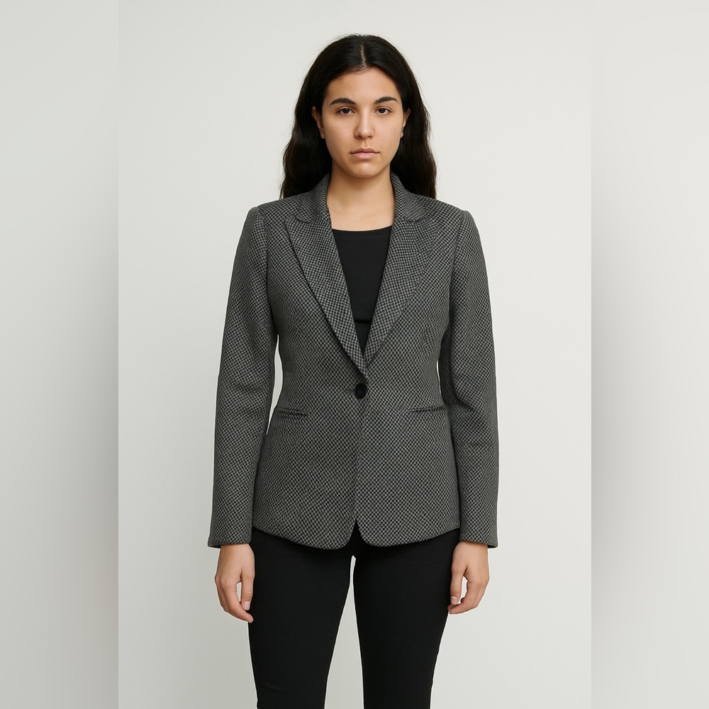 Lafayette 148 Diamond Printed Wool Single Breasted Blazer
